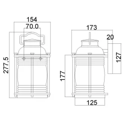 Außenwandleuchten|Gartenlaternen*Elstead Außenwandlampe Glas Aluminium E27 IP44 H: 27,8 cm Vintage