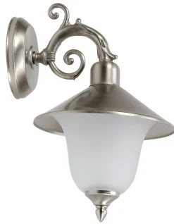 Außenwandleuchten|Rustikale Lampen*Lido Außenwandlampe Glas Messing in Nickel Weiß Hof