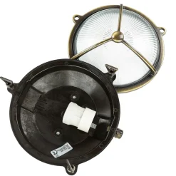 Lido Außenwandlampe Glas Messing Haus rund rostfrei< Rustikale Lampen|Metall Lampen