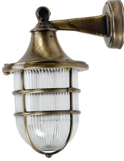 Außenwandleuchten|Rustikale Lampen*Lido Außenwandlampe Glas Messing Maritim IP64 Terrasse