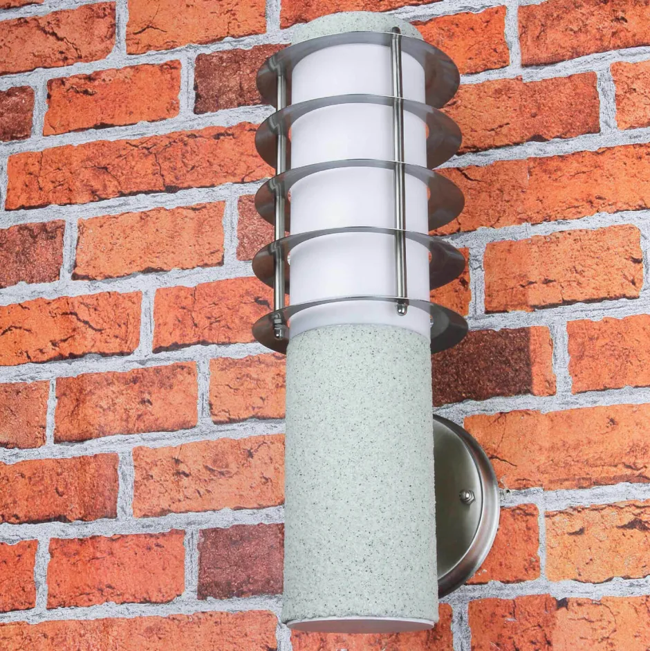 Außenwandleuchten|Moderne Lampen*Easylight Außenwandlampe IP44 Stein Optik E27 Aluminium BRIGHTON