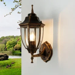 Easylight Außenwandlampe LYON Schwarz Kupfer E27 Rustikal< Rustikale Lampen|Rustikale Außenleuchten