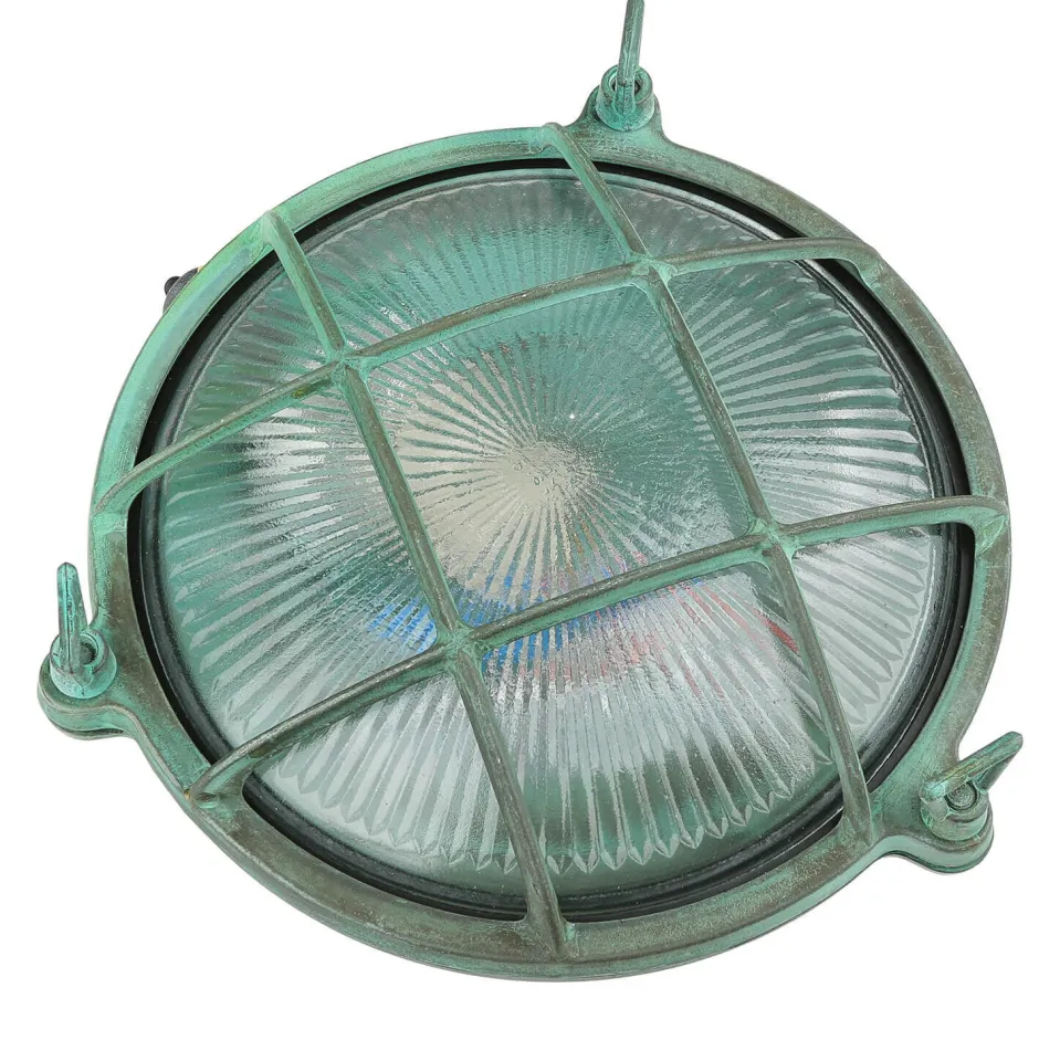 Lido Außenwandlampe Messing Glas Maritim Ø 21 cm Grün< Außenwandleuchten|Rustikale Lampen