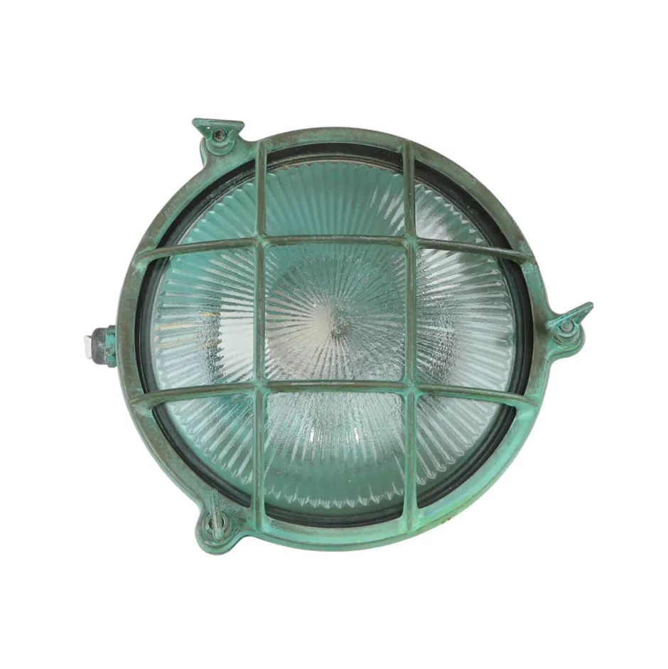 Lido Außenwandlampe Messing Glas Maritim Ø 21 cm Grün< Außenwandleuchten|Rustikale Lampen