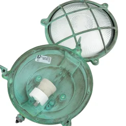 Lido Außenwandlampe Messing Glas Maritim Ø 21 cm Grün< Außenwandleuchten|Rustikale Lampen