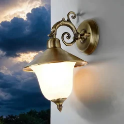 Metall Lampen|Messinglampen*Lido Außenwandlampe Messing Glas Haus Hof Rustikal