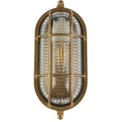 Messinglampen|Maritime Lampen*Searchlight Außenwandlampe Messing Glas IP64 E27 Maritim H: 23,5 cm