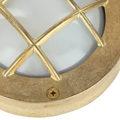 Außenwandleuchten|Rustikale Lampen*Lido Außenwandlampe Messing Maritim rund Terrasse Haus