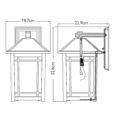 Elstead Außenwandlampe Rustikal H: 32,6 cm IP44 Schwarz< Außenleuchten Antik|Außenwandleuchten
