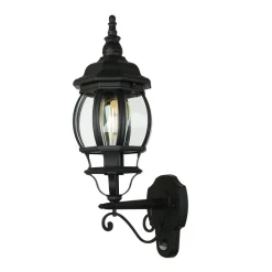 Rustikale Lampen|Rustikale Außenleuchten*Easylight Außenwandlampe Schwarz E27 H: 54 cm Rustikal Glas Alu