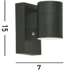Metall Lampen|Fassadenstrahler*Searchlight Außenwandlampe Schwarz IP44 Metall H:15 cm akzentuiert