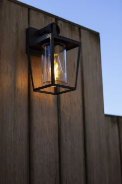 Eco-Light Außenwandleuchte Aluminium Glas H:28,8 cm IP44 Schwarz< Metall Lampen|Außenwandleuchten