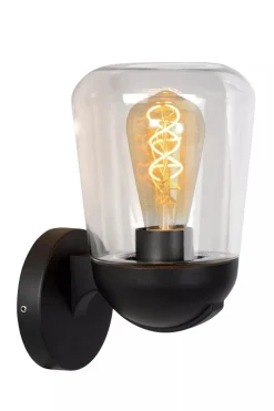 Außenwandleuchte Aluminium Glas Schwarz IP44 E27 Garten< Außenwandleuchten|Metall Lampen