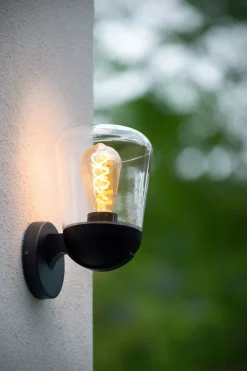 Außenwandleuchte Aluminium Glas Schwarz IP44 E27 Garten< Außenwandleuchten|Metall Lampen