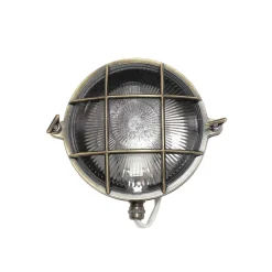 Rustikale Lampen|Metall Lampen*Lido Außenwandleuchte Antik Echt Messing Käfigschirm