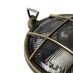 Rustikale Lampen|Metall Lampen*Lido Außenwandleuchte Antik Echt Messing Käfigschirm