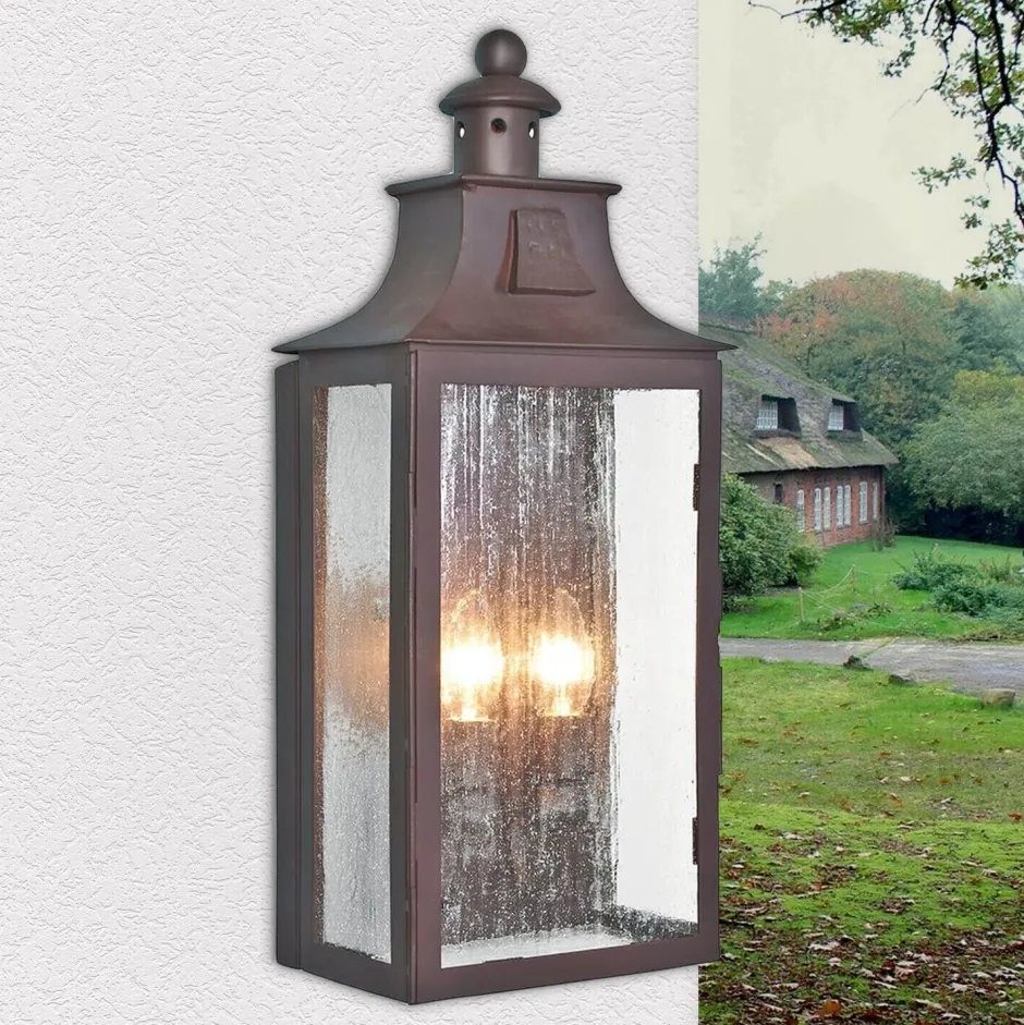 Außenleuchten Antik|Außenwandleuchten*Elstead Außenwandleuchte Braun Stahl IP43 Vintage Haustür