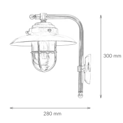 Messinglampen|Metall Lampen*Lido Außenwandleuchte 30cm hoch Messing Haus Maritim IP43
