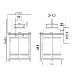 Außenwandleuchten|Gartenlaternen*Elstead Außenwandleuchte E27 IP44 40,4 cm hoch Vintage Glas Alum