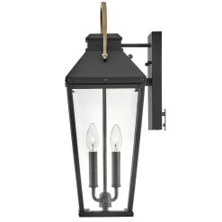 Metall Lampen|Rustikale Lampen*Elstead Außenwandleuchte Glas Aluminium E14 IP44 55,6 cm hoch