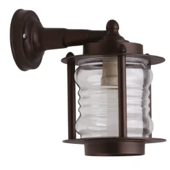 Lido Außenwandleuchte Glas Echt-Messing E27 IP23 H: 24 cm< Außenleuchten Antik|Außenwandleuchten