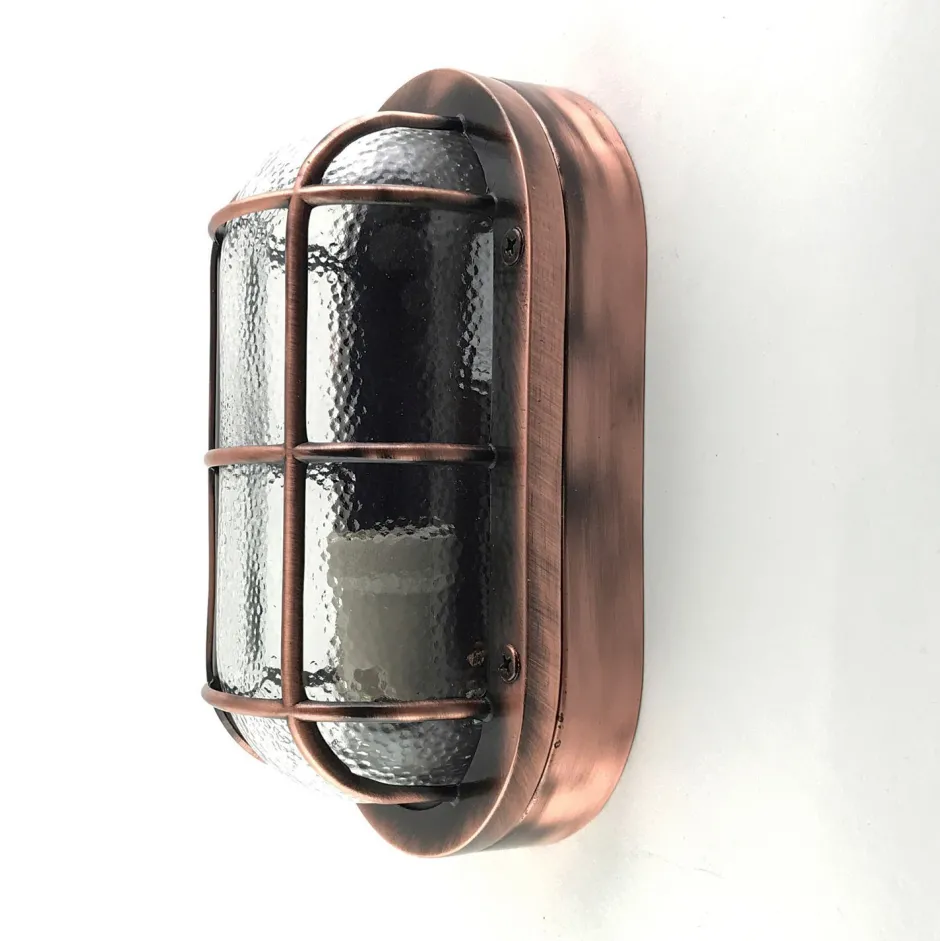Außenwandleuchten|Feuchtraumleuchten*Andromeda Außenwandleuchte in Kupfer antik aus Messing Glas IP64 E27