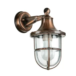 Rustikale Lampen|Metall Lampen*Lido Außenwandleuchte in Kupfer antik E27 IP64 Echt-Messing