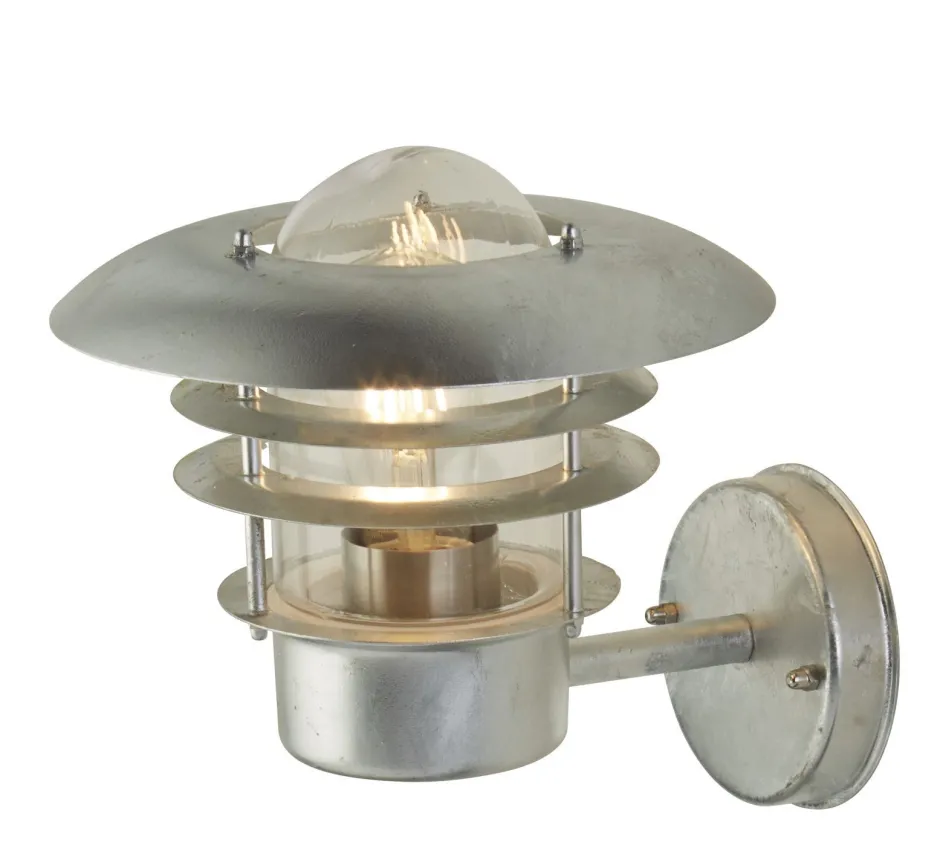 Skandinavische Lampen|Maritime Lampen*Searchlight Außenwandleuchte IP44 in Silber E27 Glas Metall