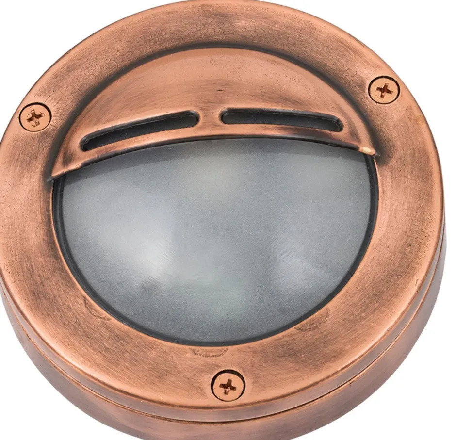 Lido Außenwandleuchte Kupfer Echt-Messing rund IP64< Außenwandleuchten|Messinglampen