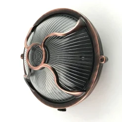 Andromeda Außenwandleuchte Messing Glas Ø 17,5 cm rund IP64 E27< Außenwandleuchten|Feuchtraumleuchten