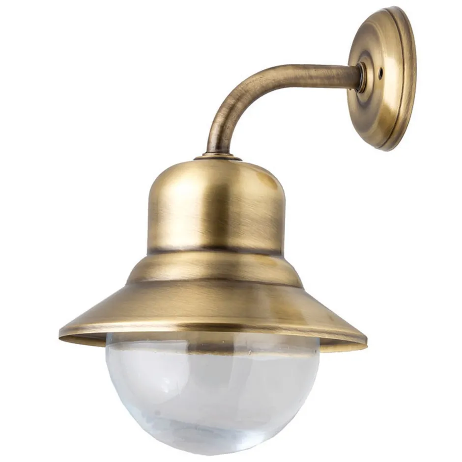 Lido Außenwandleuchte Messing Glas Maritim Hof SAMOS< Außenleuchten Antik|Außenleuchten Messing