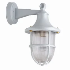 Außenwandleuchten|Messinglampen*Lido Außenwandleuchte Messing Glas E27 IP64 H: 27 cm Grau SANTORIN