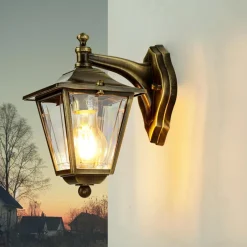 Rustikale Lampen|Metall Lampen*Lido Außenwandleuchte Messing Haustür Rustikal IP43