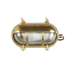 Metall Lampen|Messinglampen*Lido Außenwandleuchte Messing oval IP64 Maritim Haustür