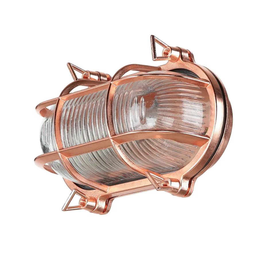 Lido Außenwandleuchte Messing Riffelglas IP64 Kupfer E27< Rustikale Lampen|Metall Lampen