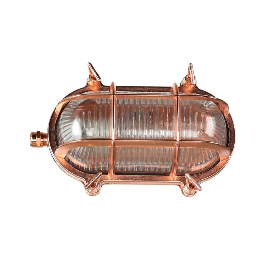 Lido Außenwandleuchte Messing Riffelglas IP64 Kupfer E27< Rustikale Lampen|Metall Lampen