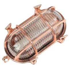 Lido Außenwandleuchte Messing Riffelglas IP64 Kupfer E27< Rustikale Lampen|Metall Lampen