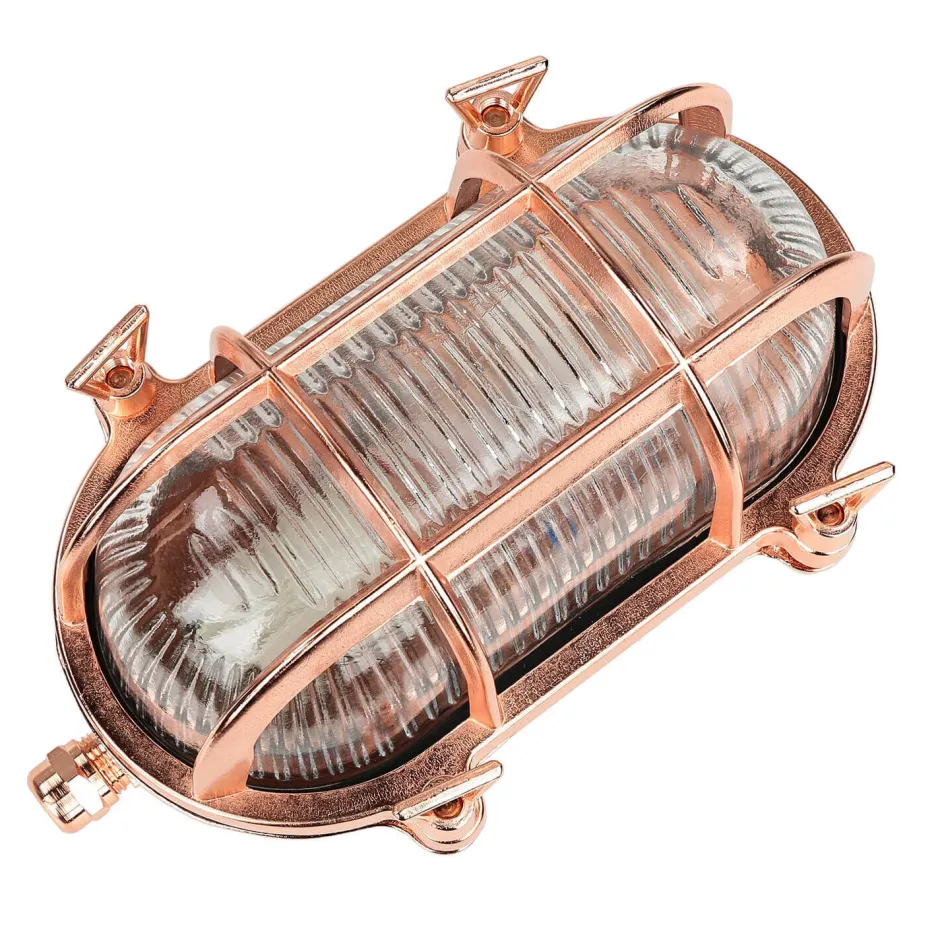 Lido Außenwandleuchte Messing Riffelglas IP64 Kupfer E27< Rustikale Lampen|Metall Lampen