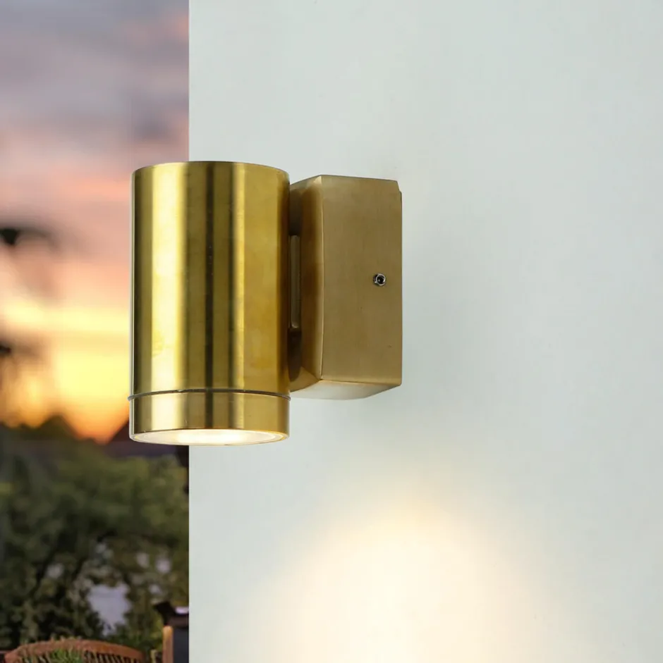 Lido Außenwandleuchte Modern aus Messing GU10 rund Haus< Außenwandleuchten|Moderne Lampen