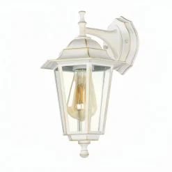 Rustikale Lampen|Rustikale Außenleuchten*Easylight Außenwandleuchte PARIS Weiß Gold hängend Landhausstil