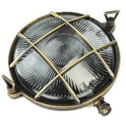 Außenwandleuchten|Rustikale Lampen*Lido Außenwandleuchte Rund Messing Maritim IP64 Haus