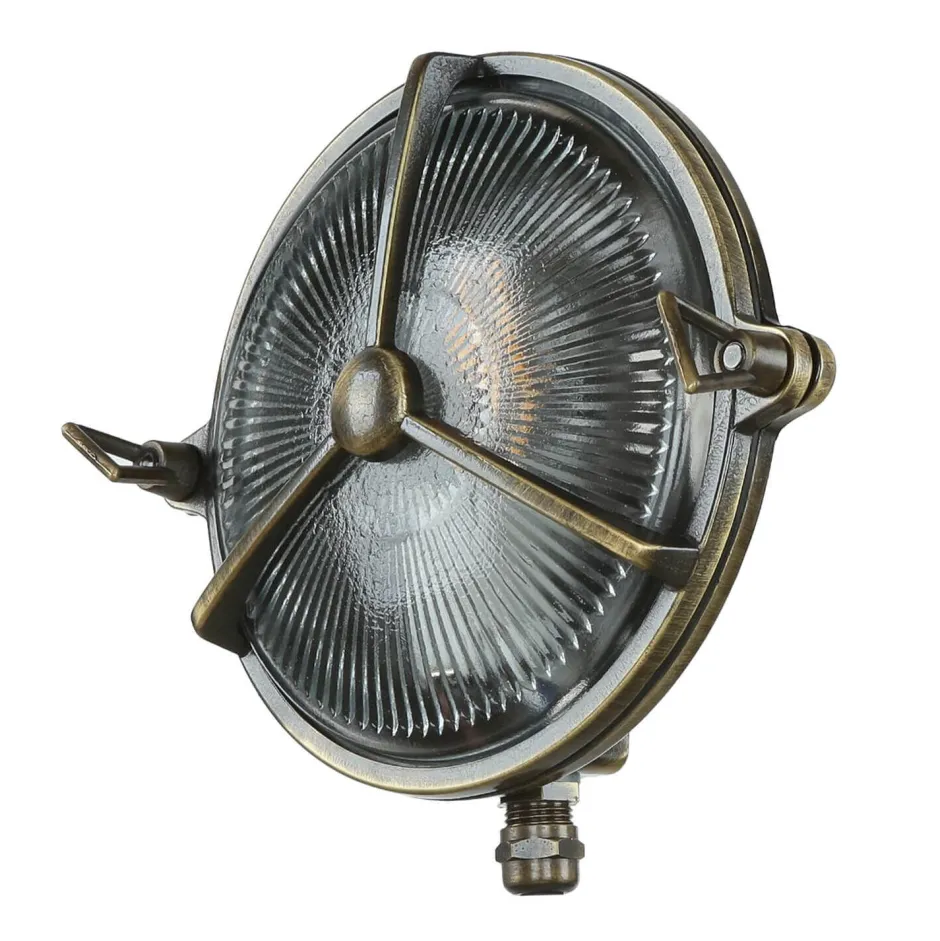 Lido Außenwandleuchte Rund Messing Glas Maritim IP64 Haus< Rustikale Lampen|Metall Lampen