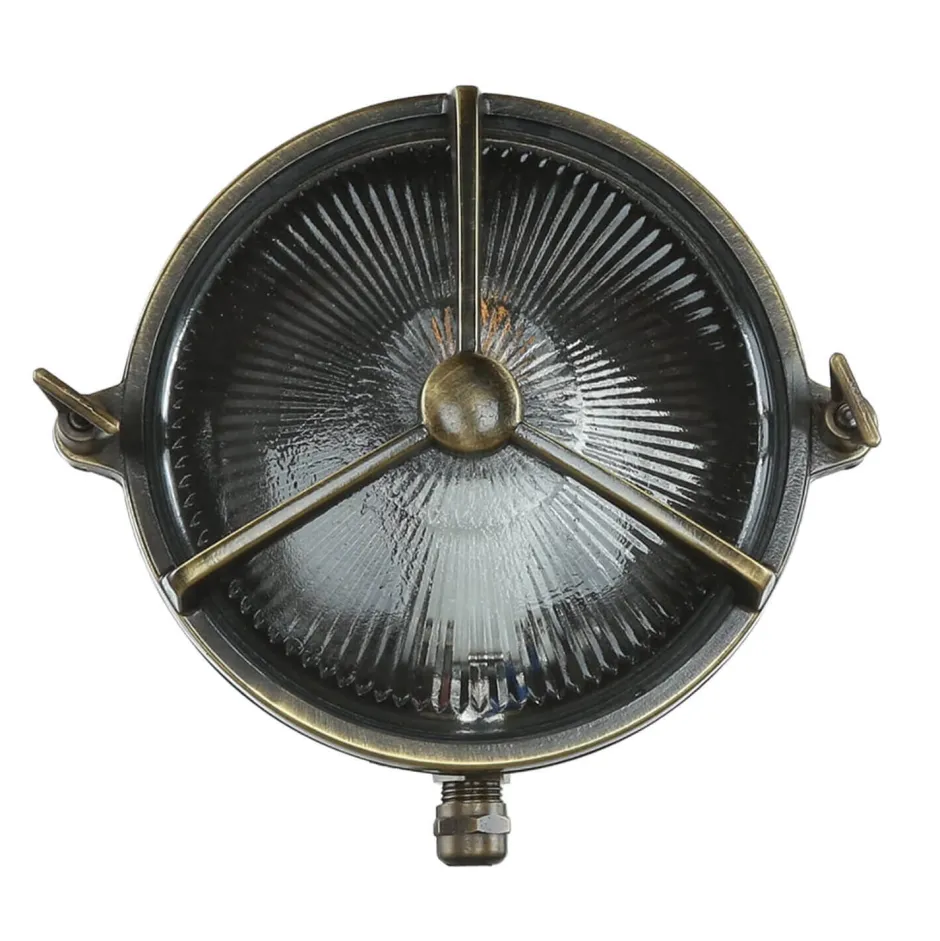 Lido Außenwandleuchte Rund Messing Glas Maritim IP64 Haus< Rustikale Lampen|Metall Lampen
