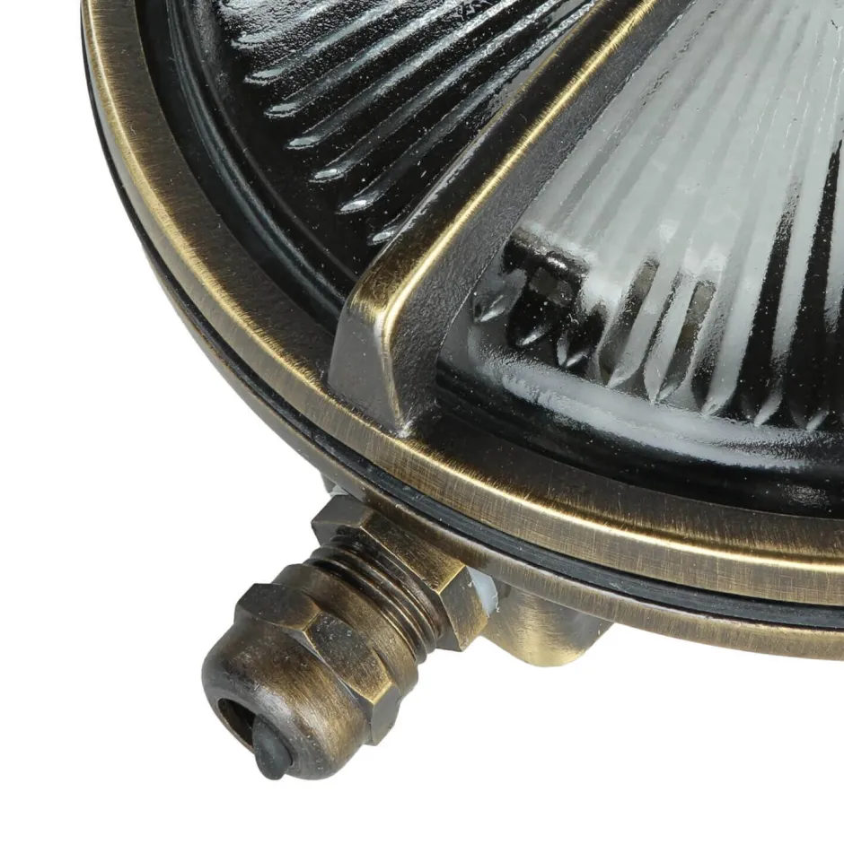 Lido Außenwandleuchte Rund Messing Glas Maritim IP64 Haus< Rustikale Lampen|Metall Lampen