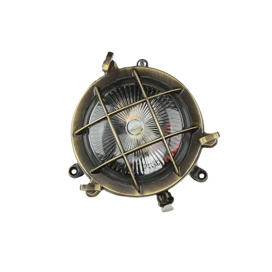 Lido Außenwandleuchte Rund Messing Haus Terrasse Maritim< Rustikale Lampen|Metall Lampen