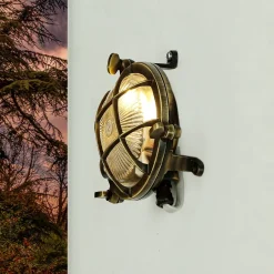 Lido Außenwandleuchte Rund Messing Haus Terrasse Maritim< Rustikale Lampen|Metall Lampen