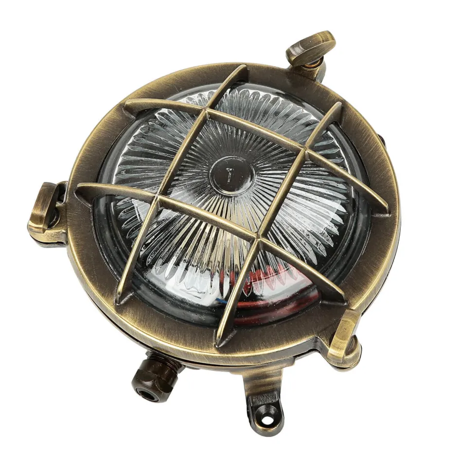 Lido Außenwandleuchte Rund Messing Haus Terrasse Maritim< Rustikale Lampen|Metall Lampen