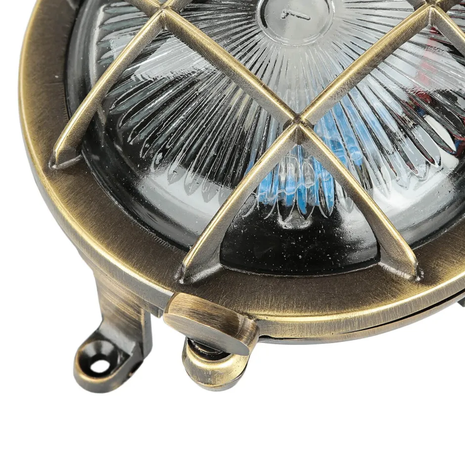 Lido Außenwandleuchte Rund Messing Haus Terrasse Maritim< Rustikale Lampen|Metall Lampen