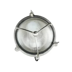 Außenwandleuchten|Rustikale Lampen*Lido Außenwandleuchte Rund Nickel Echt-Messing Maritim