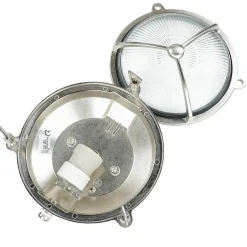 Außenwandleuchten|Rustikale Lampen*Lido Außenwandleuchte Rund Nickel Echt-Messing Maritim